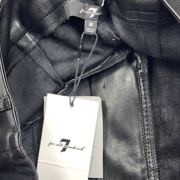 7 for all mankind Faux Leather Cropped Black Pants Size M NWT - Picture 3 of 8